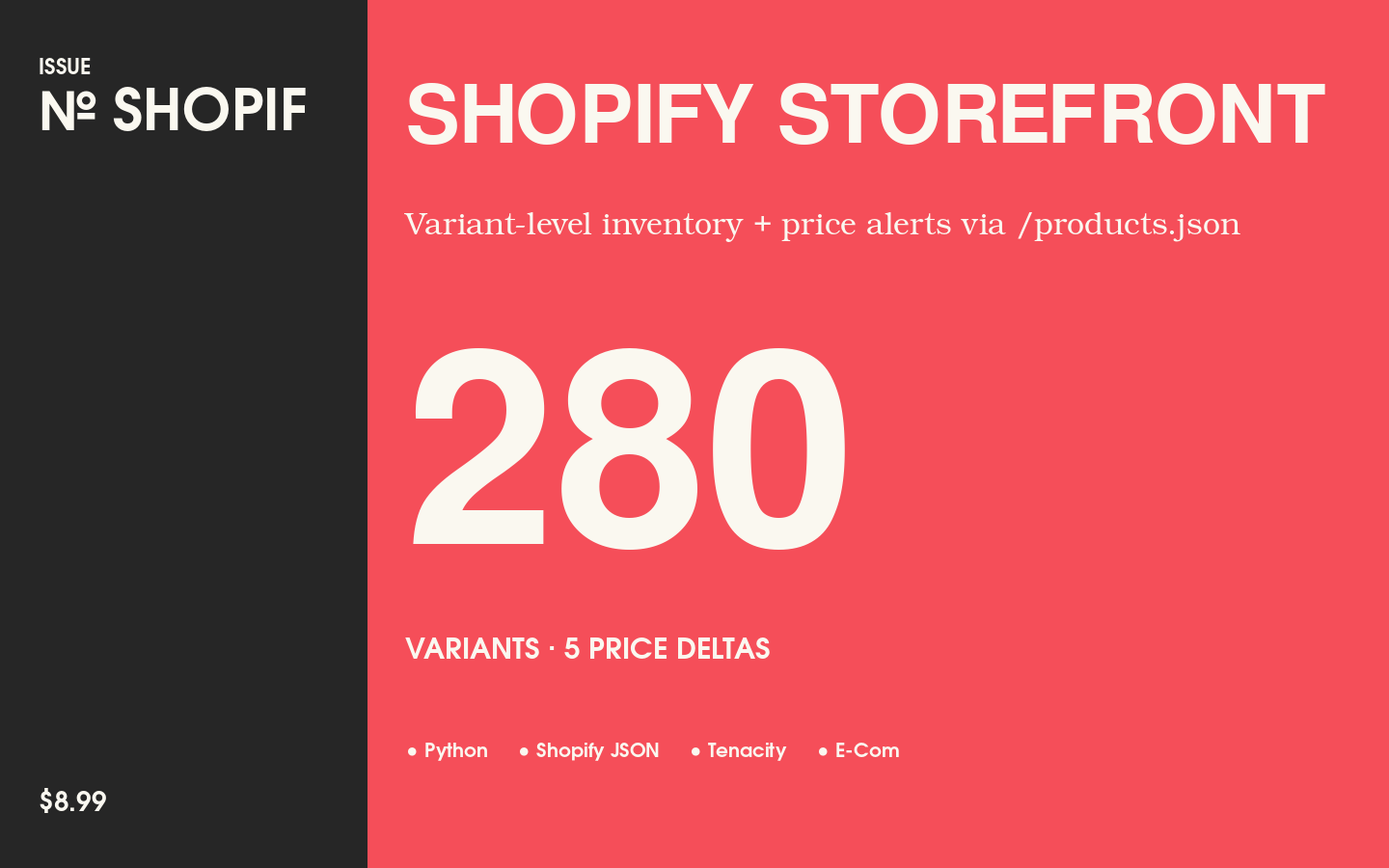Shopify Storefront Monitor — Variant-Level Inventory + Price Alerts via /products.json